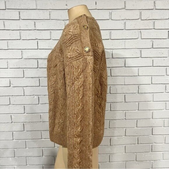 J.Crew Cable‑Knit Supersoft Sweater w/Shoulder Buttons | Cozy & Stylish - Size L - Picture 5 of 9